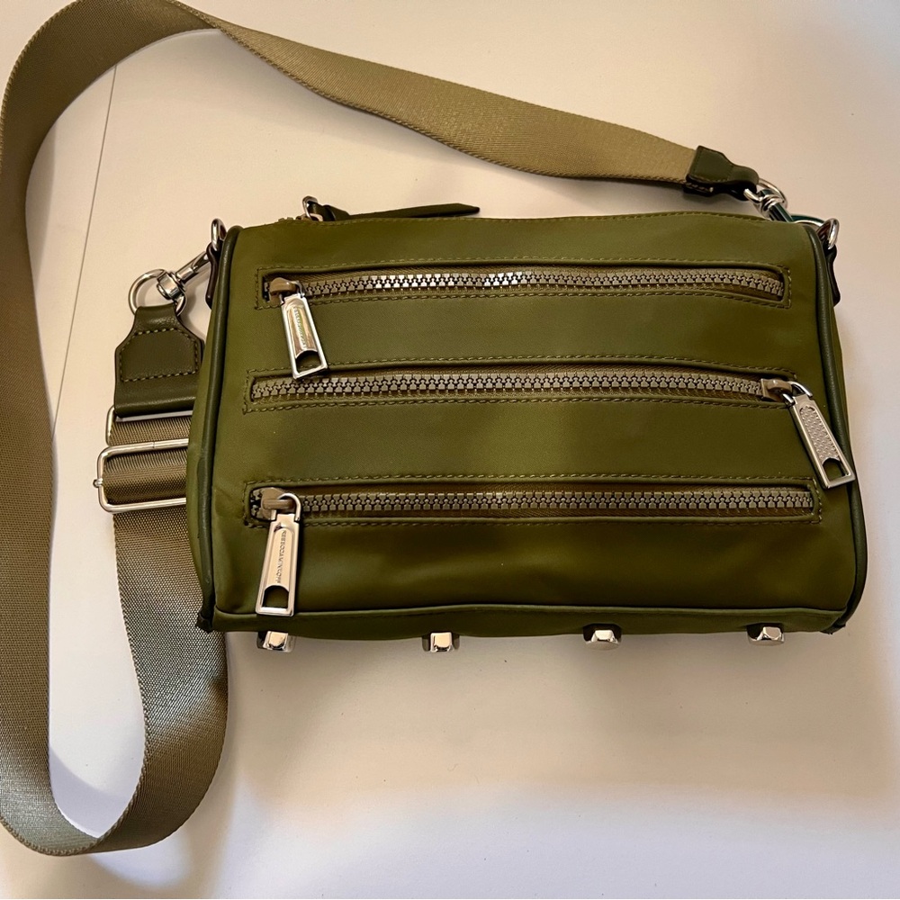 Rebecca Minkoff Olive Green Crossbody Bag with Silver Hardware